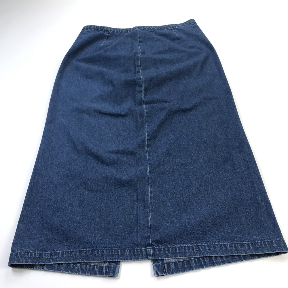 Eddie Bauer 90's Y2K Size 16 (Fits 35In) Denim Long Jean Button Midi Skirt Blue